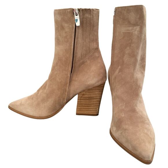 STEVE MADDEN SUEDE CHUNK HEEL BOOTS 10M  ZIP MINIMAL CLASSIC TRENDY CONTEMPORARY - Picture 6 of 11